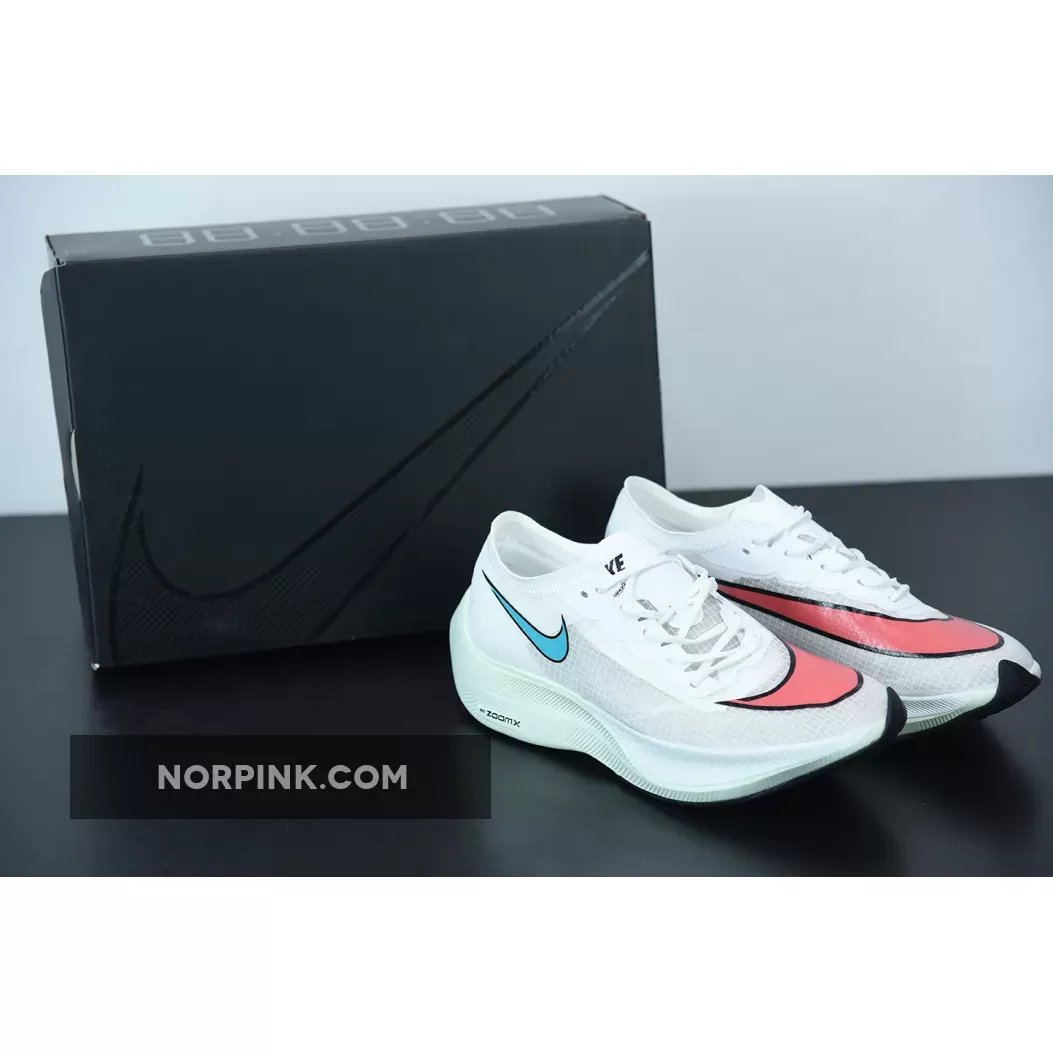 Nike ZoomX VaporFly NEXT% White Blue Orange / nike zoomx white