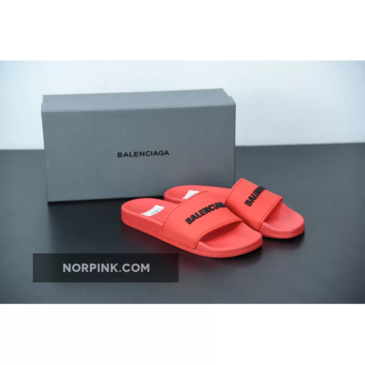 Balenciaga Logo Pool Sides Sandals Red 1675867593 Discount