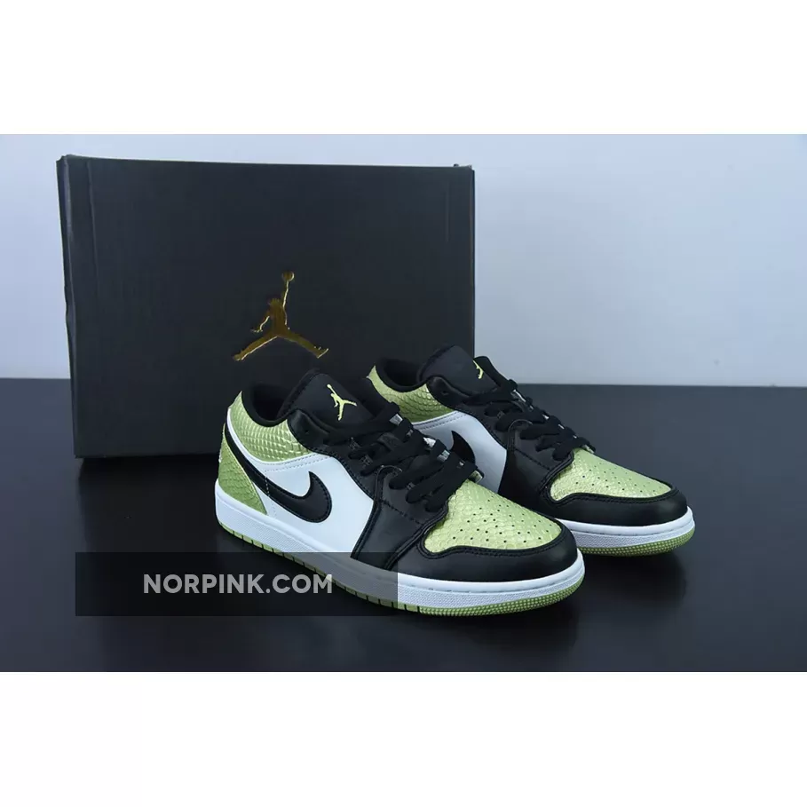 Air Jordan 1 Low 'Vivid Green Snakeskin' Vivid Green/Black/White DX4446-301 / jordan 1 snakeskin black