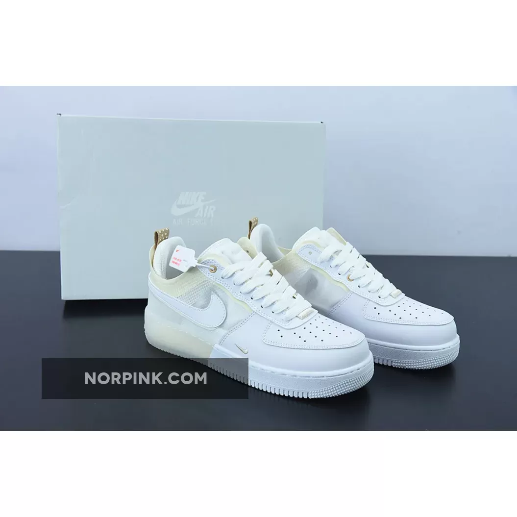 Nike Air Force 1 React White/Coconut Milk-Light Iron Ore DH7615-100 / air force 1 react coconut milk