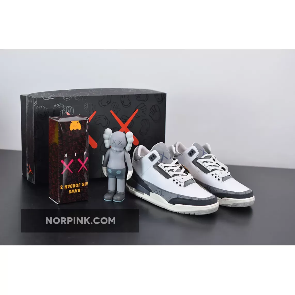 Bespoke IND X KAWS X Air Jordan 3 White Grey For Sale