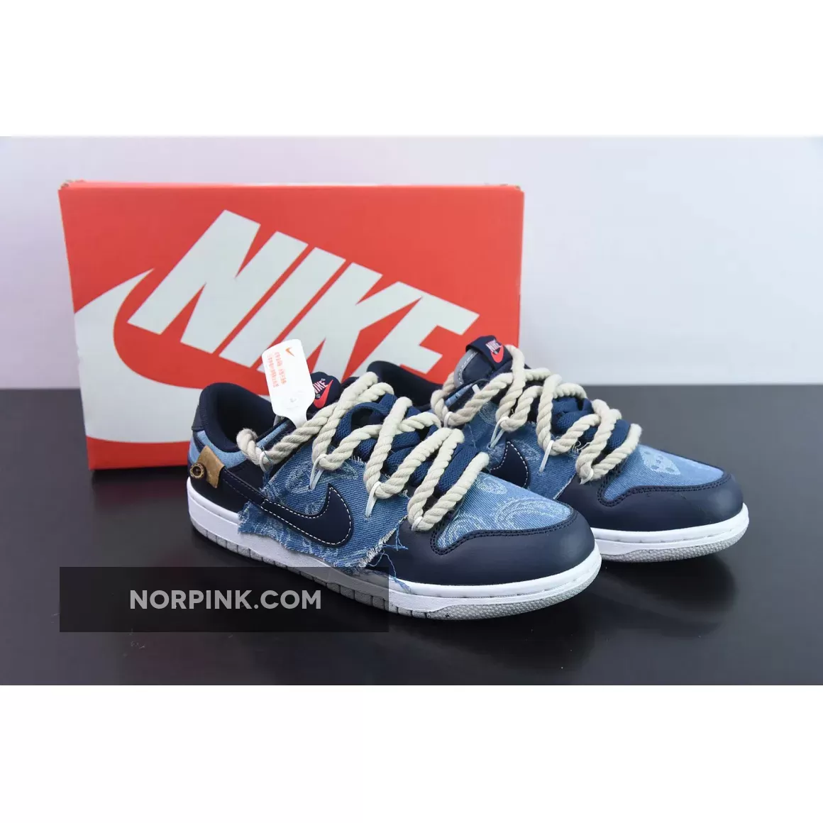 Where To Buy Custom Nike Dunk Low Denim Navy Blue