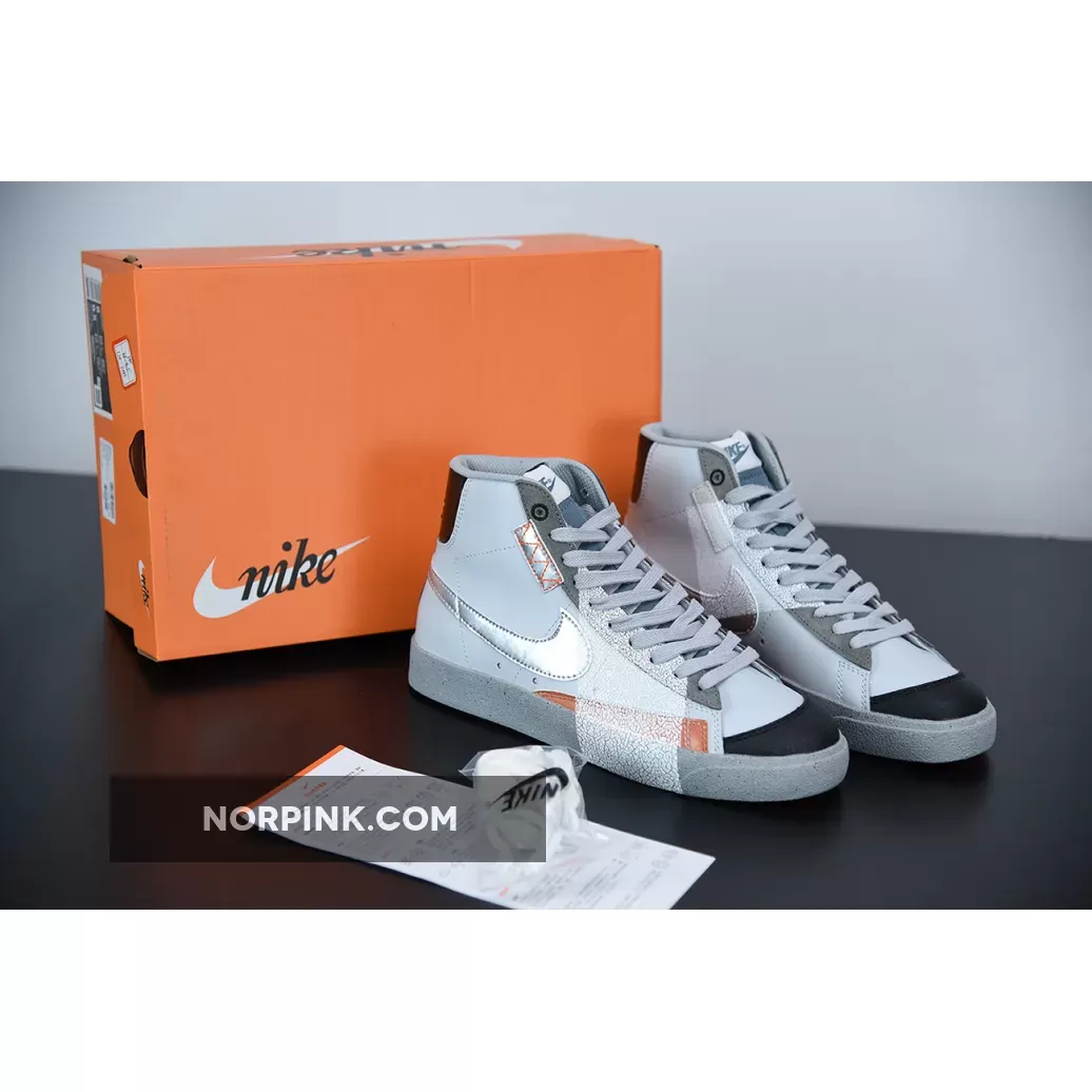 Nike Blazer Mid 77 White Metallic Silver DC9170-001 - nike blazers shaggy blue