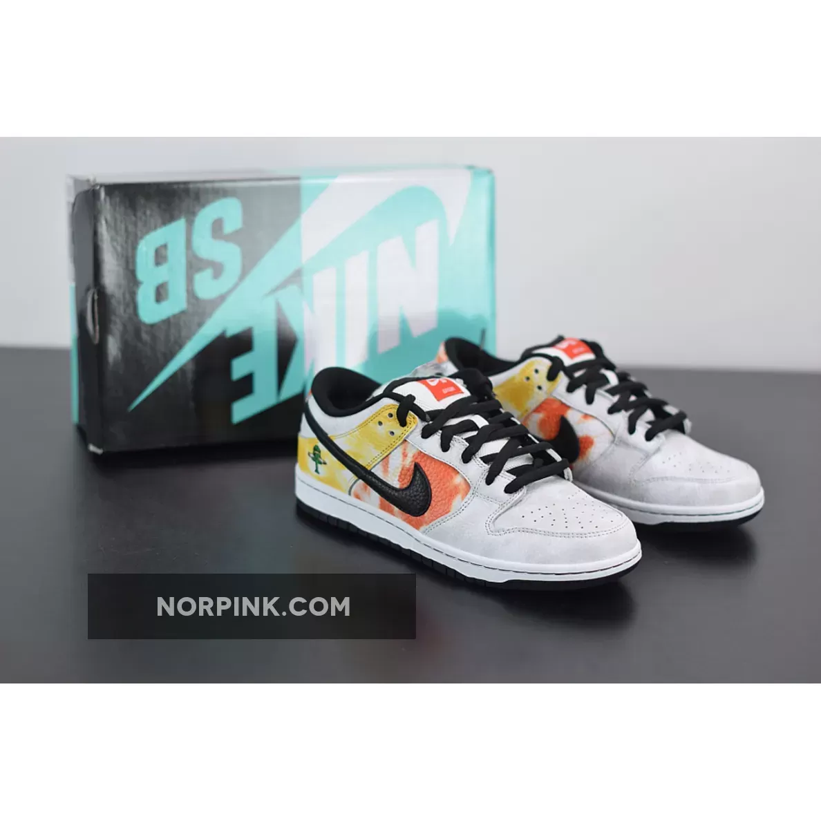 Nike SB Dunk Low "Raygun Tie-Dye" White/Orange Flash