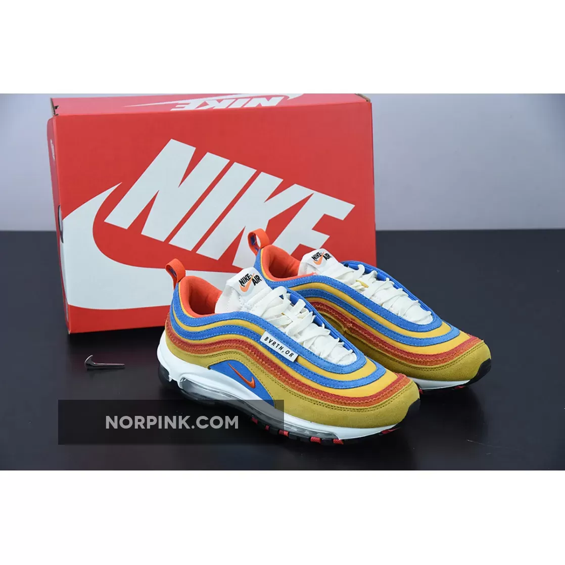 Nike Air Max 97 SE 'Running Club' Pollen/Blue-Red-Orange - Blue And Red Nike Shoes DH1085-700