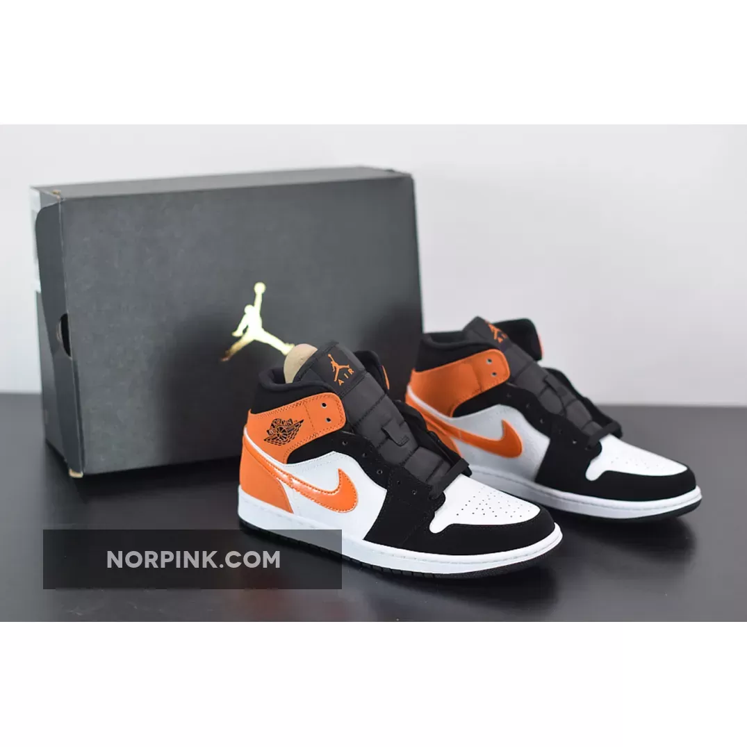 Air Jordan 1 Mid 'Shattered Backboard' Black/Starfish-White 554724-058 / air jordan 1 mid black/starfish-starfish-white