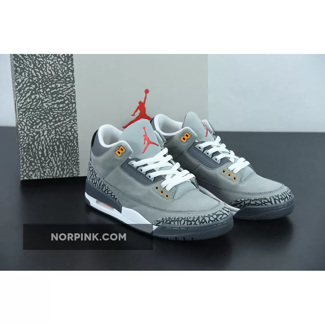 Air Jordan 3 'Cool Grey' Silver/Light Graphite-Orange Peel-Sport Red CT8532-012 silver/sport red/light graphite jordan 3