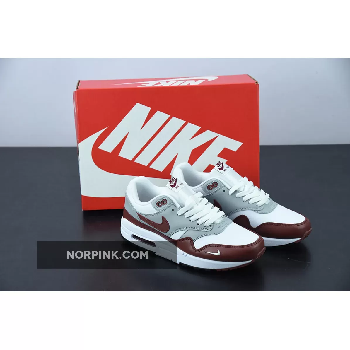 Nike Air Max 1 White/Mystic Dates-Wolf Grey-Black nike air max brown leather