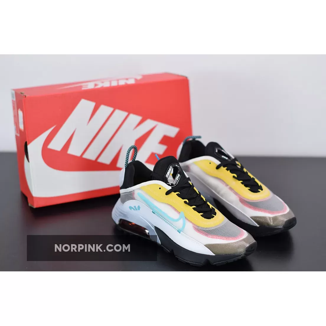 Nike Air Max 2090 White/Bleached Aqua/Black/Speed Yellow/Chile Red