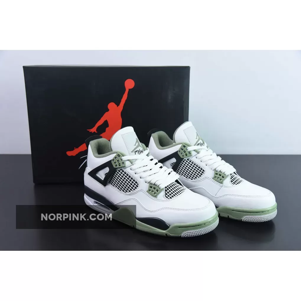 Air Jordan 4 Seafoam/White/Black/Neutral Grey AQ9129-103 Discount