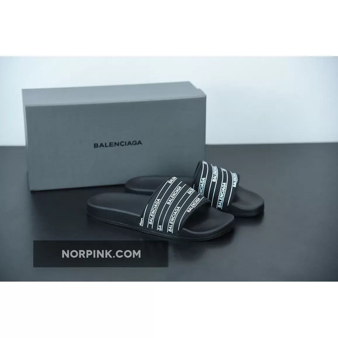 Balenciaga Logo Pool Sides Sandals Black White 1675867650 New Releases