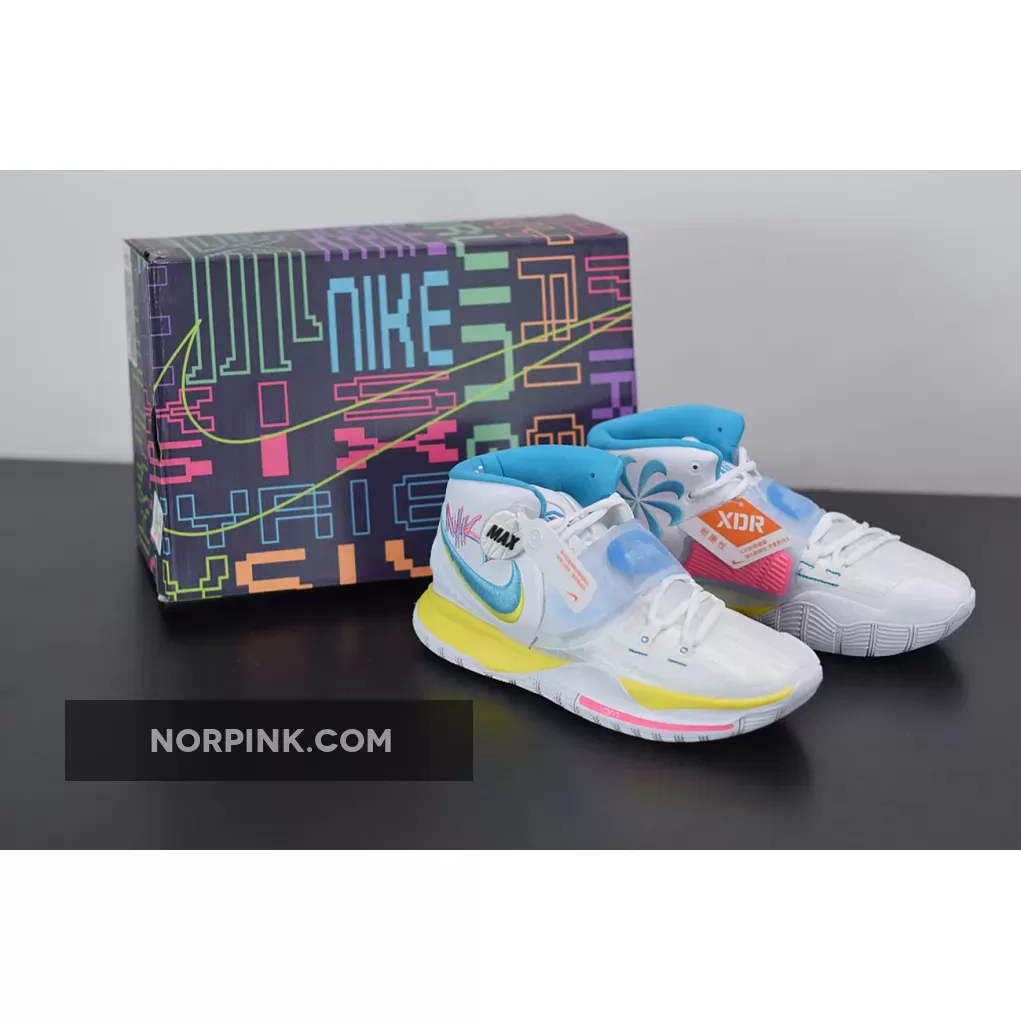 Nike Kyrie 6 'Neon Graffiti' White/Blue Fury/Opti Yellow/Digital Pink #yellow kyrie 6