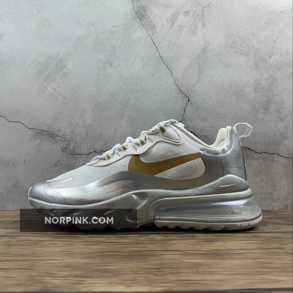 Nike Air Max 270 React 'City of Speed' White Silver CQ4597-110 / air max 270 white metallic silver