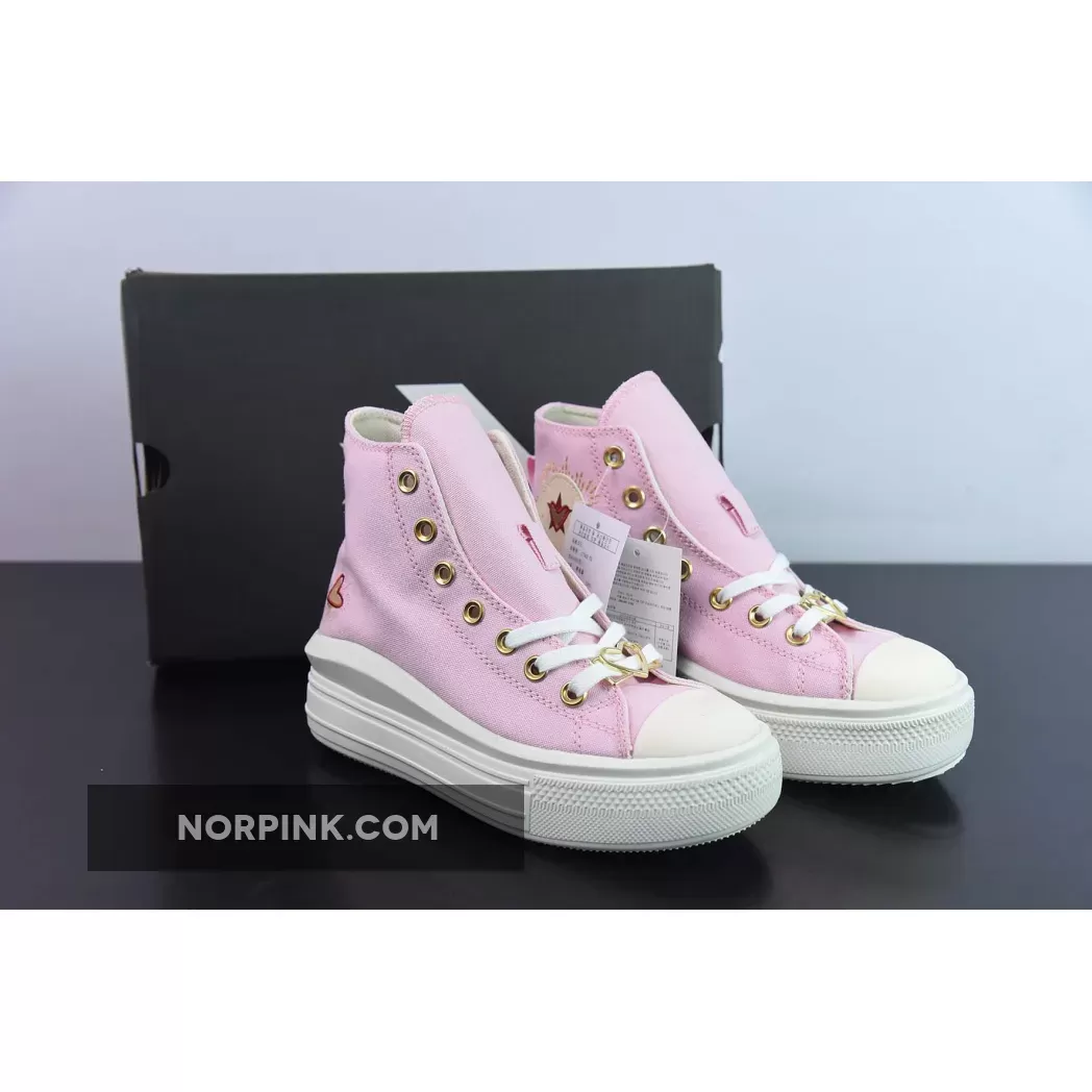 Converse Chuck Taylor Move Platform High Hearts Pink | pink egret