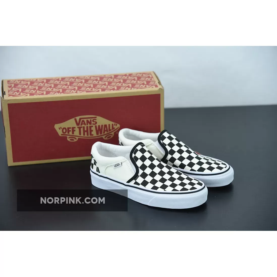 Vans Asher Slip-On 'Checkerboard' Black/Natural - van asher