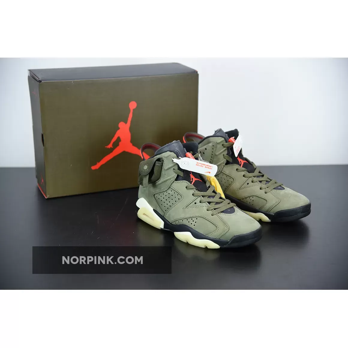 Travis Scott x Air Jordan 6 Medium Olive/Black-Sail-University Red #travis scott 6a