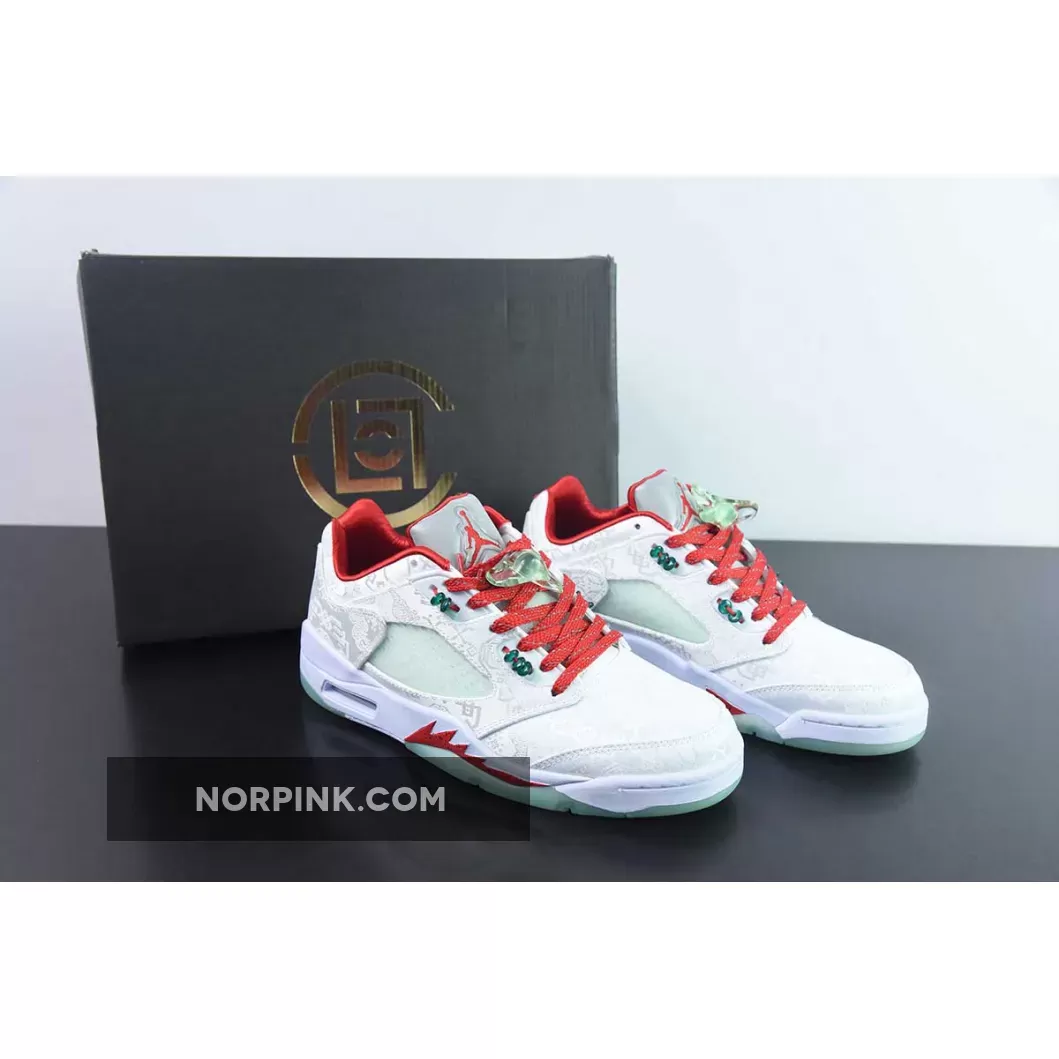 CLOT x Air Jordan 5 Low White Silk